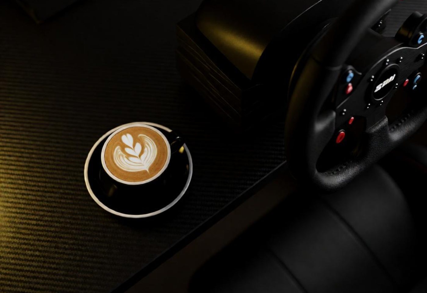 Tasse Kaffee mit Latte-Art auf einem Holztisch